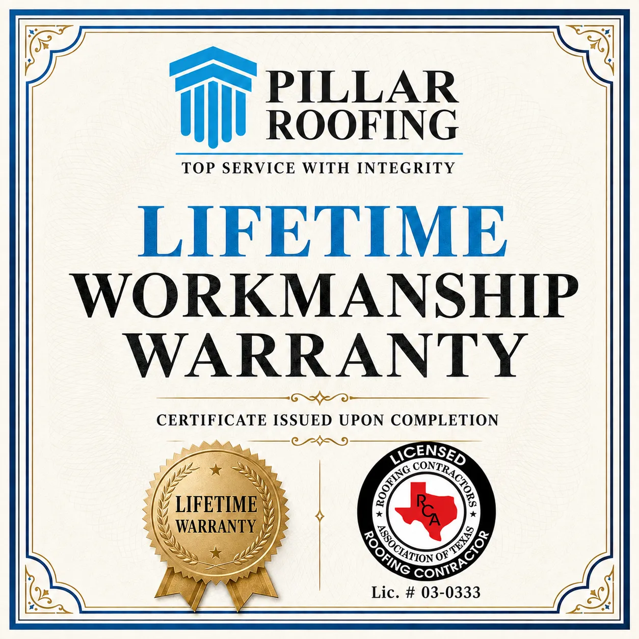 LifeTime Workmanship Warranty