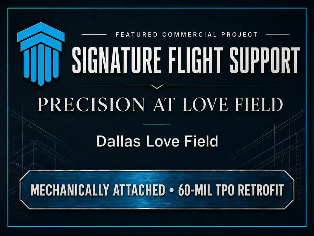 Signature Flight Support project at Dallas Love Field featuring 60-mil TPO retrofit.