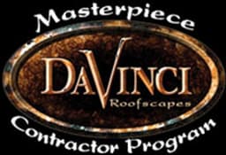 DaVinci Roofscapes Masterpiece Contractor Program logo on dark background